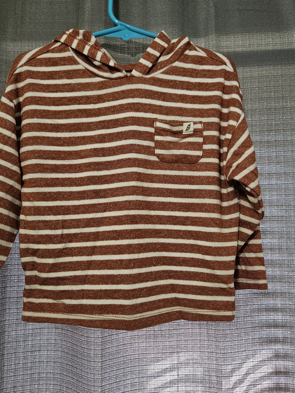 Kids Rust & Cream Striped Hooded Sweatshirt